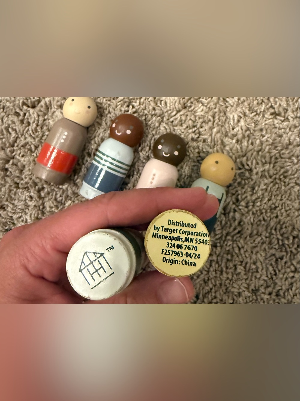 Hearth & Hand with Magnolia Wooden Family Peg Dolls Set of 6 Target Montessori - Picture 3 of 4